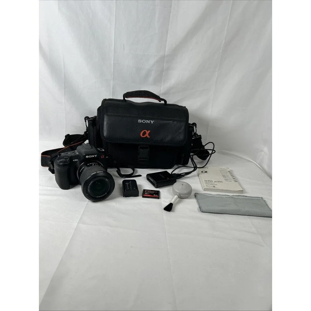 Sony A300 DSLR Camera With 18-70 Lens Camera Bag Battery Sandisk Card & Reader